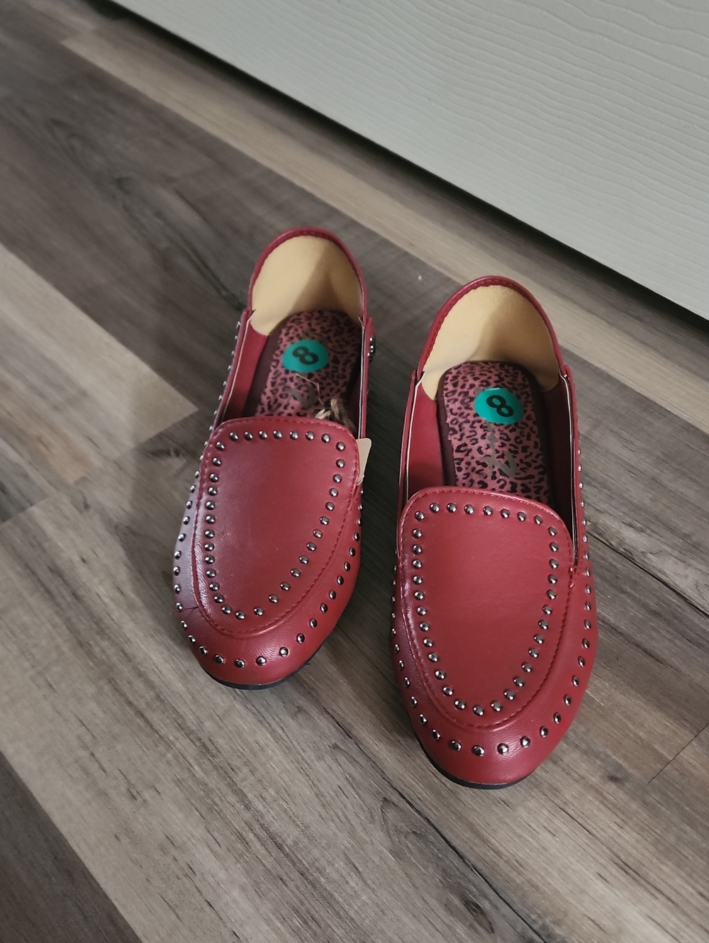 Seven7 Red Studded Loafers